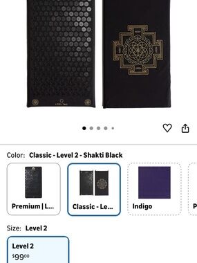 Shakti Black Classic Acupressure Mat & Pillow Set - Level 2